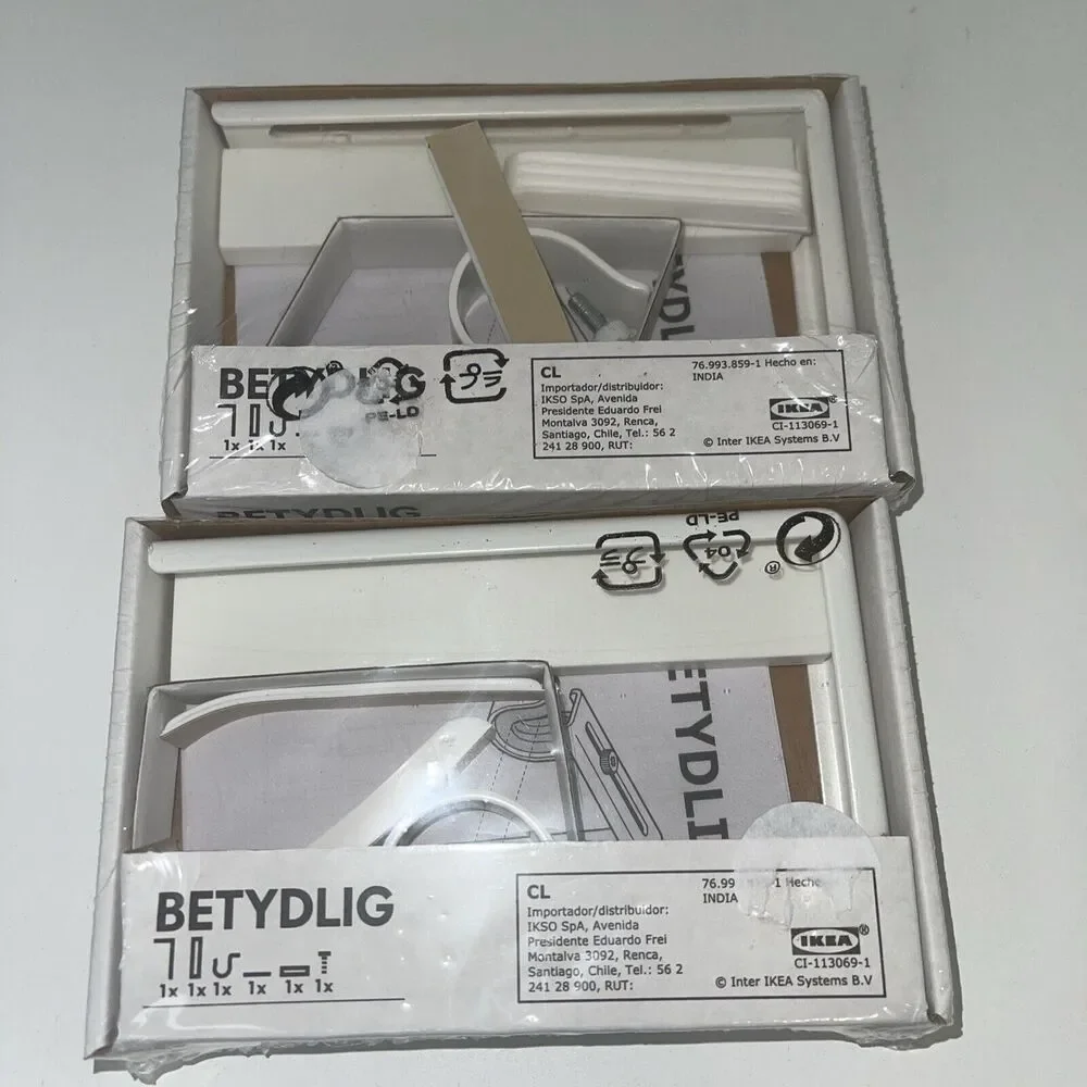 Pair (2) IKEA BETYDLIG Wall/Ceiling Curtain Rod Brackets WHITE 302.198.89 NEW